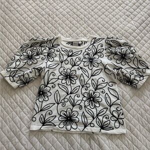 Maeve Puff-Sleeve Embroidered Pullover